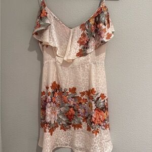LPA Floral Print Dress with Ruffle Accents